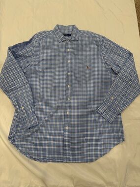Polo Ralph Lauren Light Blue Plaid Cotton Button-Down Shirt—XLT